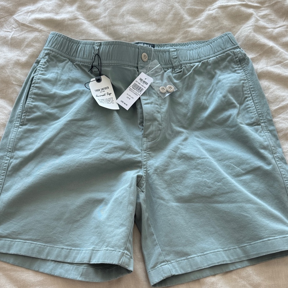 Todd Snyder Sage Green Flat Front Shorts